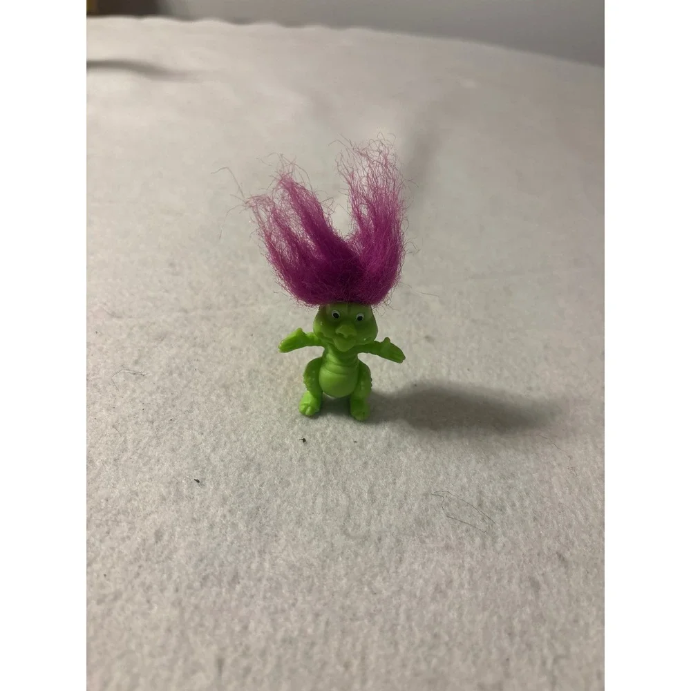 Vintage Green Troll Dragon Dinosaur Creature Figurine Pink Hair China‎